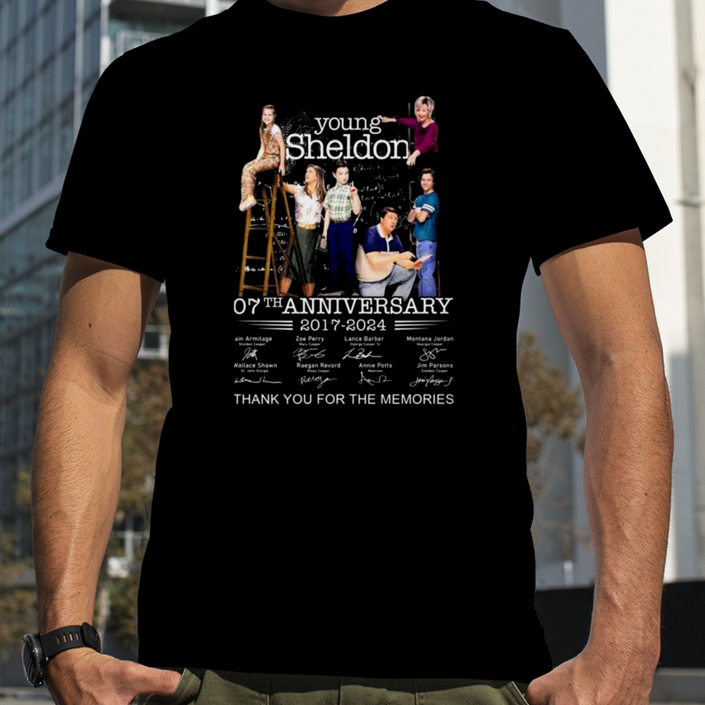 Young Sheldon 07th Anniversary 2017-2024 Signatures Thank You For The Memories T-Shirt