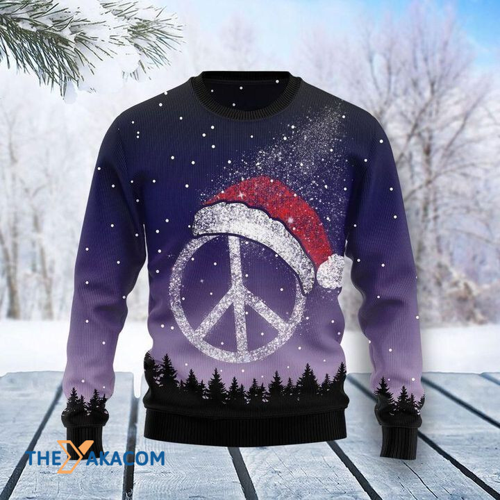 Galaxy Peace Hippie On Mountain Gift For Christmas Ugly Christmas Sweater