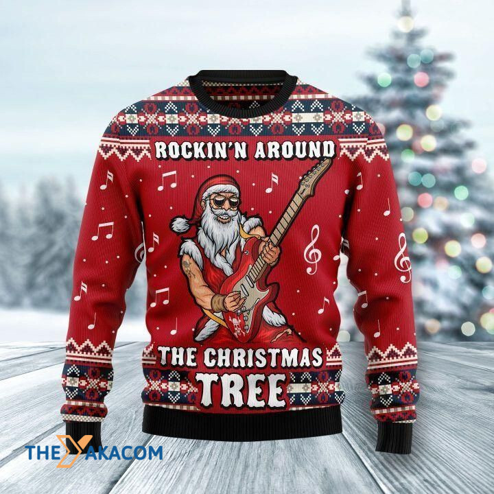 Gangster Santa Claus Rockin' Around The Christmas Tree Gift For Christmas Ugly Christmas Sweater