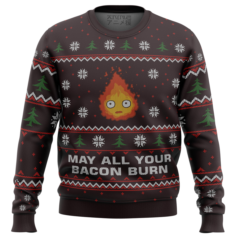 Ghibli May All Your Bacon Burn Ugly Christmas Sweater - Chow Down Movie Store