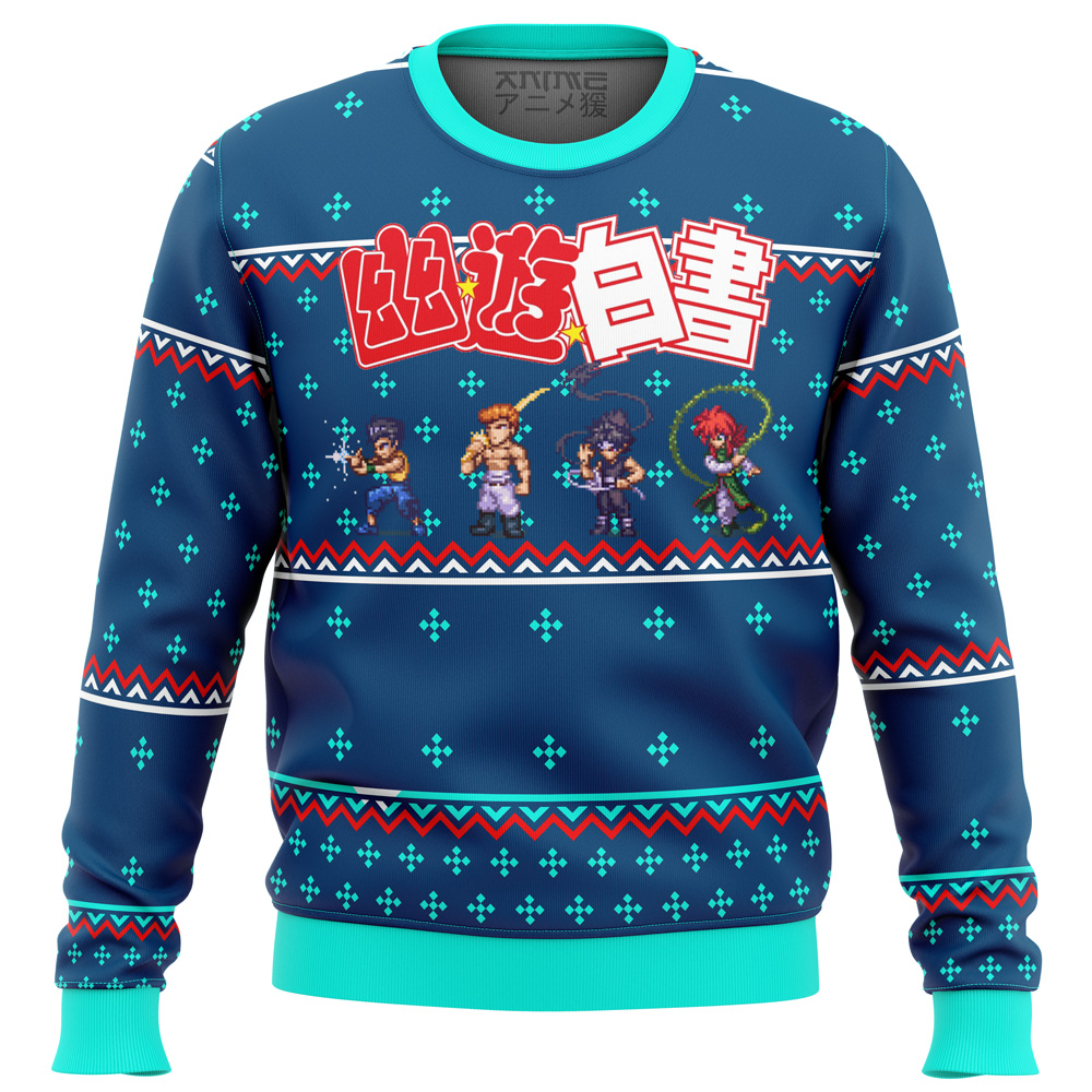 Ghost Fighter yuyu hakusho Ugly Christmas Sweater - Chow Down Movie Store