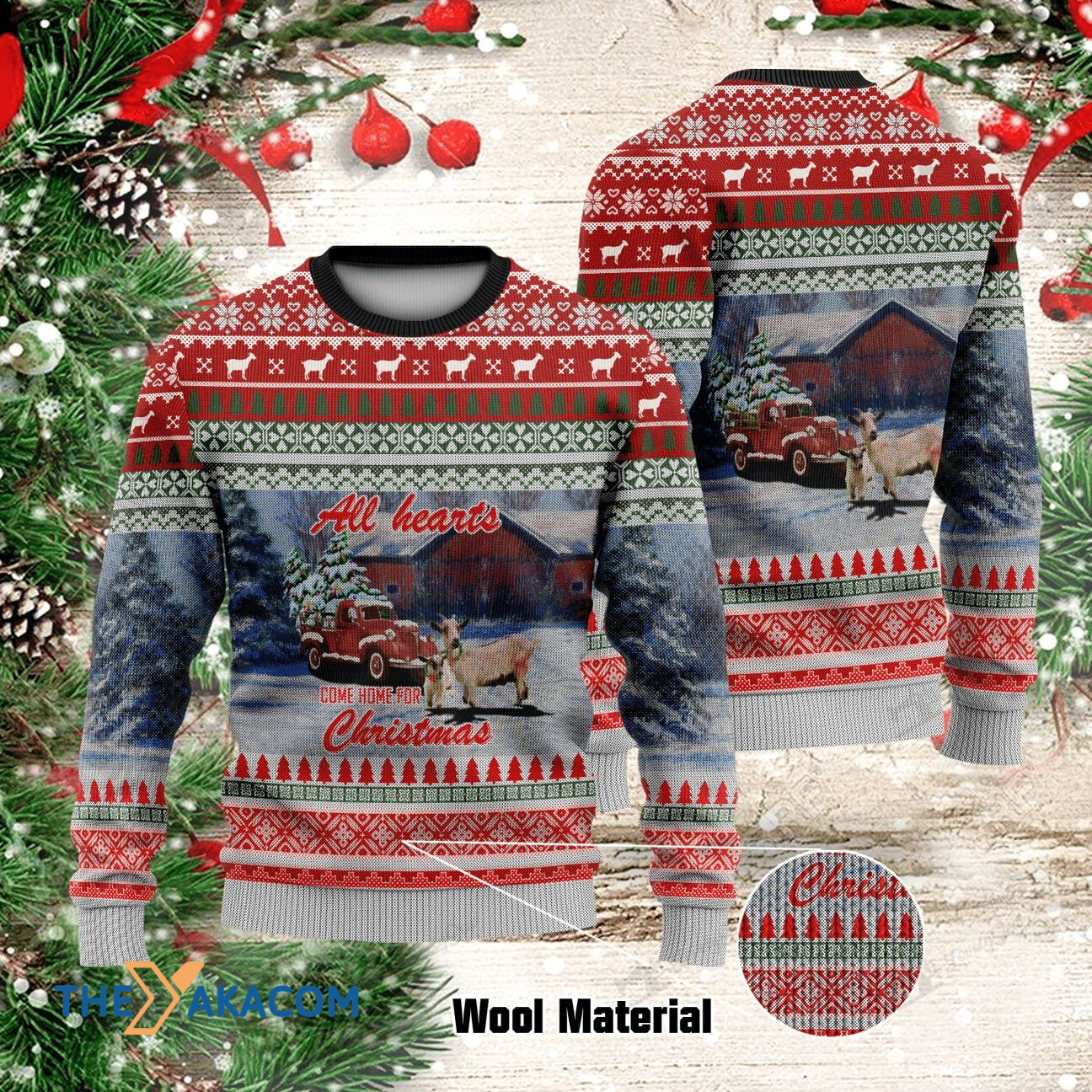 Goat Dog And Car Come Home For Xmas Gift For Christmas Ugly Christmas Sweater