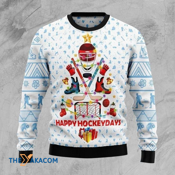 Happy Hockeydays With Christmas Present Gift For Christmas Ugly Christmas Sweater