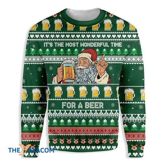 Happy Xmas It's The Most Wonderful Occasion For A Beer Santa Ugly Christmas Sweater