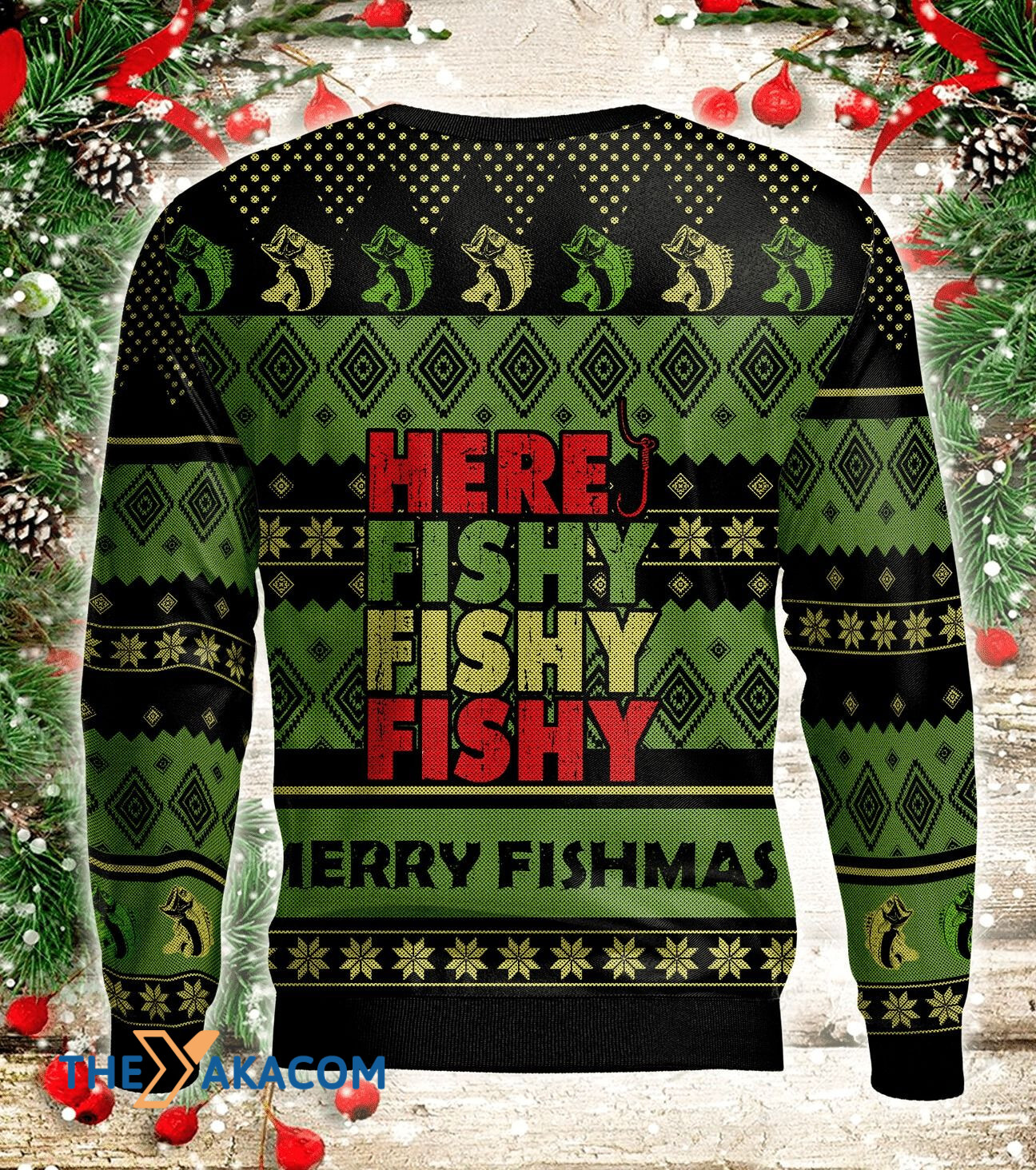 Here Fishy Merry Xmas Gift For Christmas Ugly Christmas Sweater