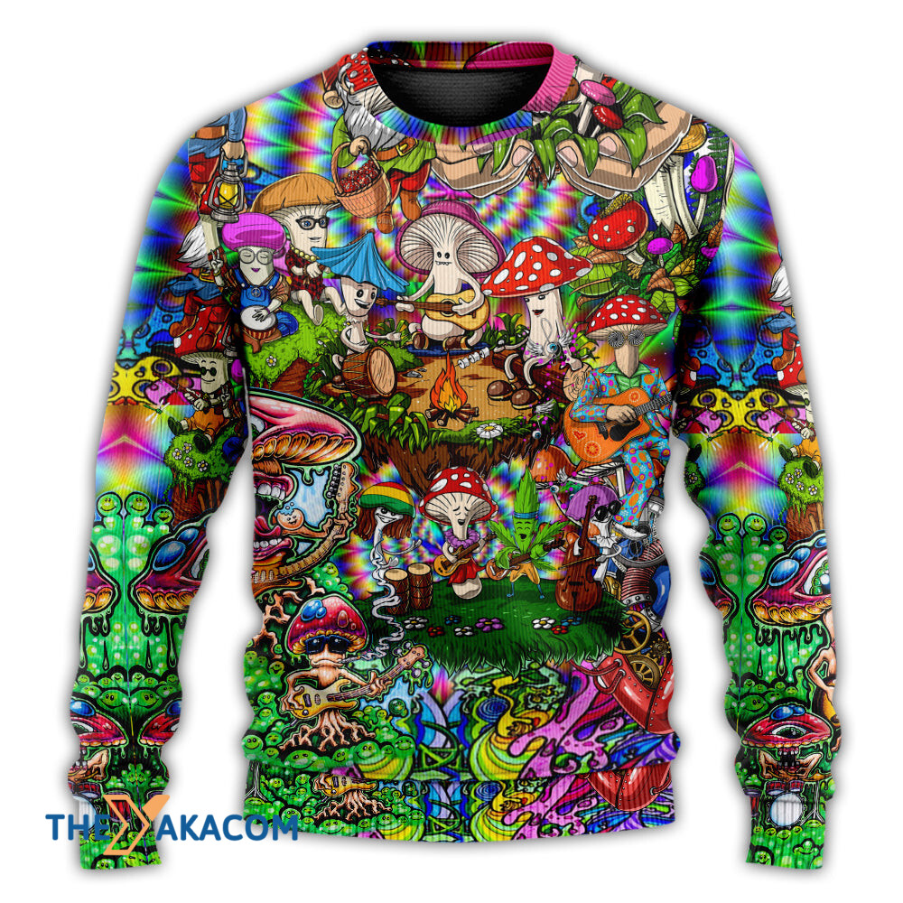 Hippie Mushroom Music Band Of Life Gift For Lover Ugly Christmas Sweater