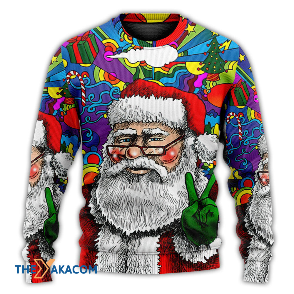 Hippie Santa Claus Christmas Gift For Lover Ugly Christmas Sweater