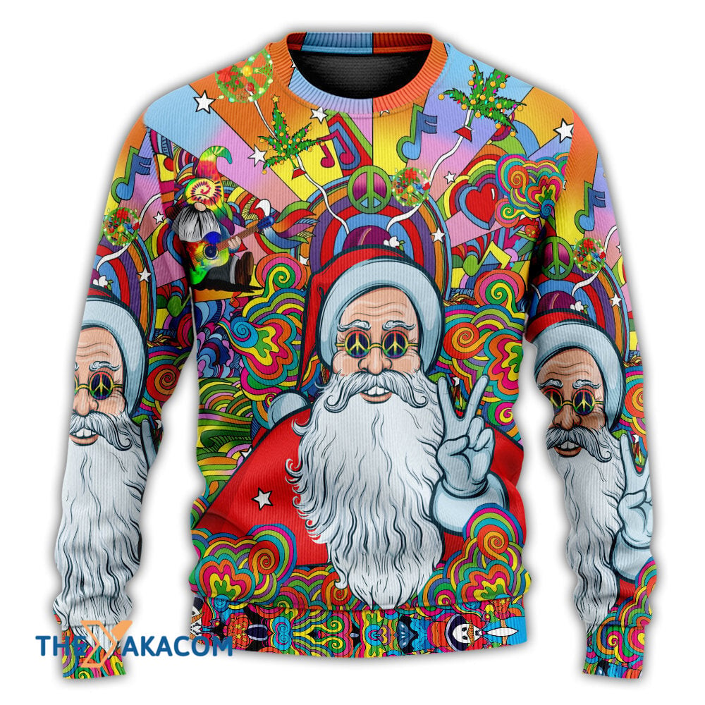 Hippie Santa Claus Color Gift For Lover Ugly Christmas Sweater