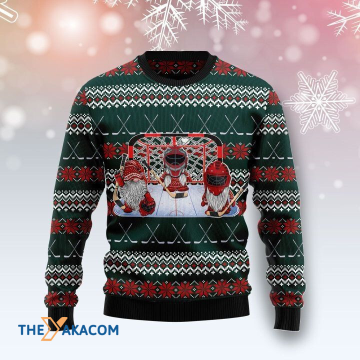 Hockey Team Playing Together Gift For Christmas Ugly Christmas Sweater