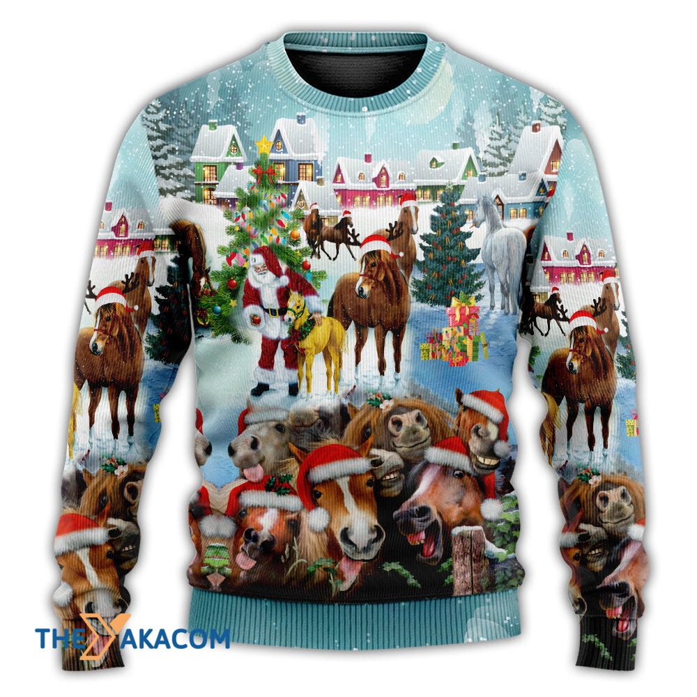 Horse Loves Christmas Very Happy Gift For Lover Ugly Christmas Sweater