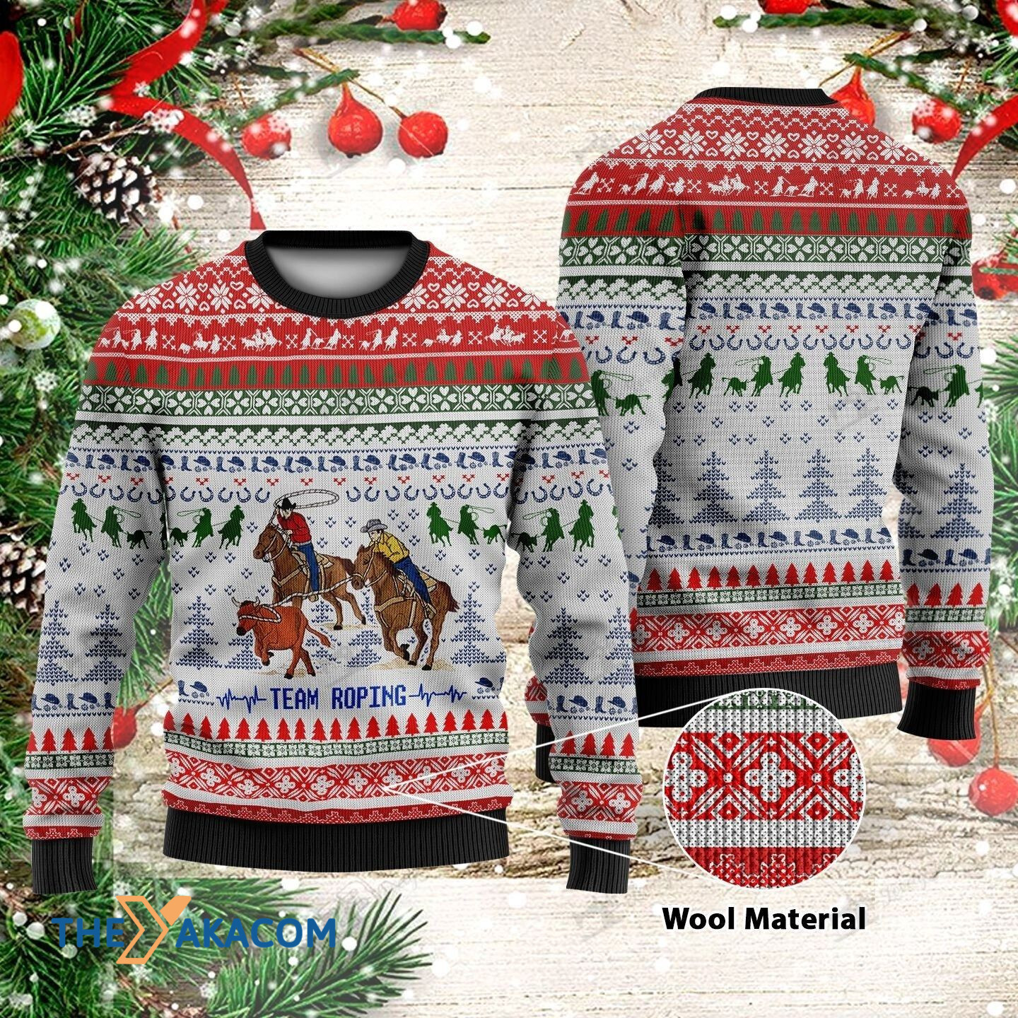 Horsemans Rope Hunting Bull Gift For Christmas Ugly Christmas Sweater