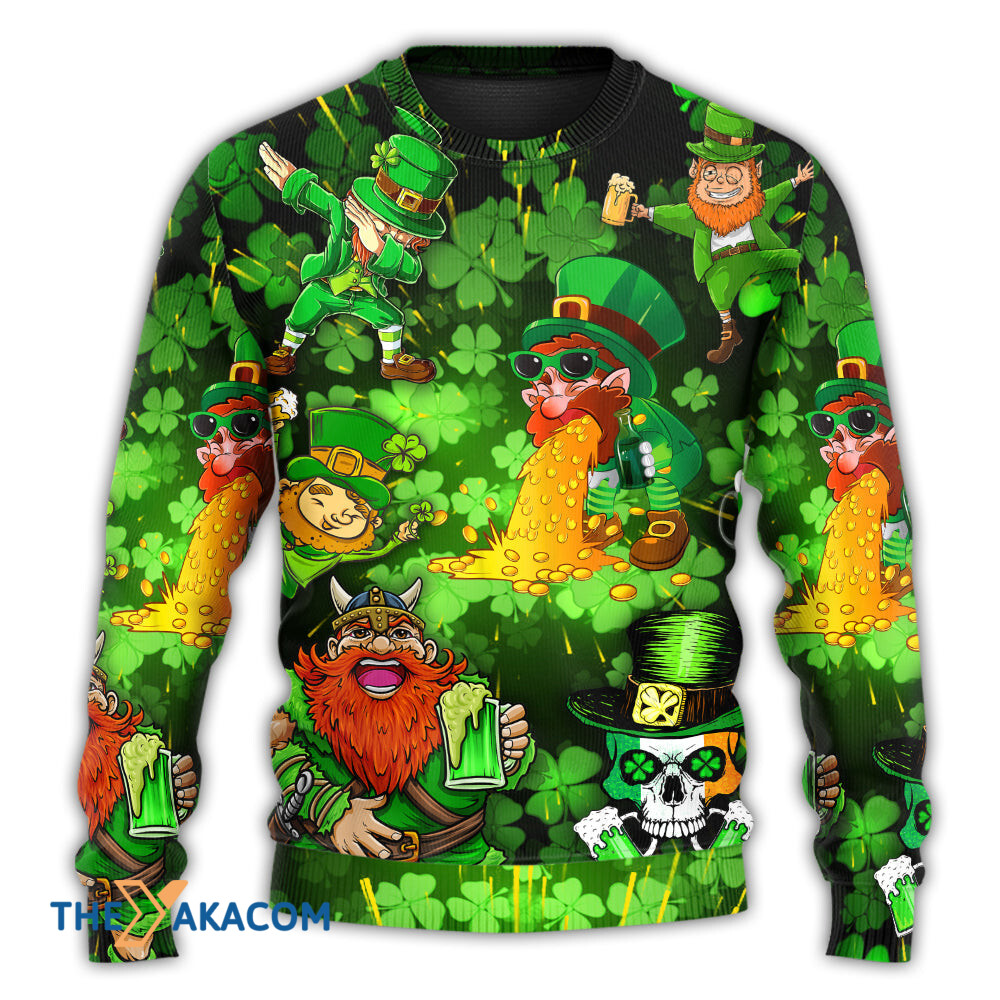 Irish Beer St Patrick's Day Viking Skull Leprechaun Gnome Gift For Lover Ugly Christmas Sweater