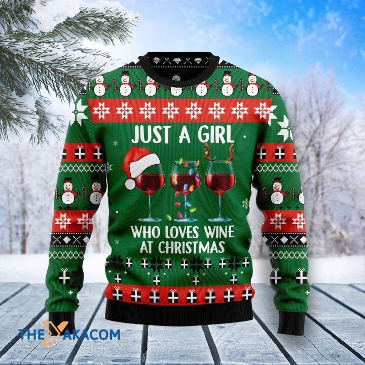 Just A Girl Who Loves Wine At Christmas Gift For Christmas Ugly Christmas Sweater