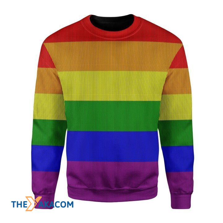 LGBT Flag With Rainbow Color Gift For Christmas Ugly Christmas Sweater