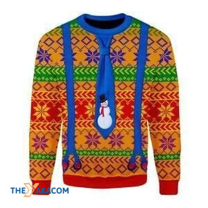 LGBT Snowman With Tie And Suspenders Gift For Christmas Ugly Christmas Sweater