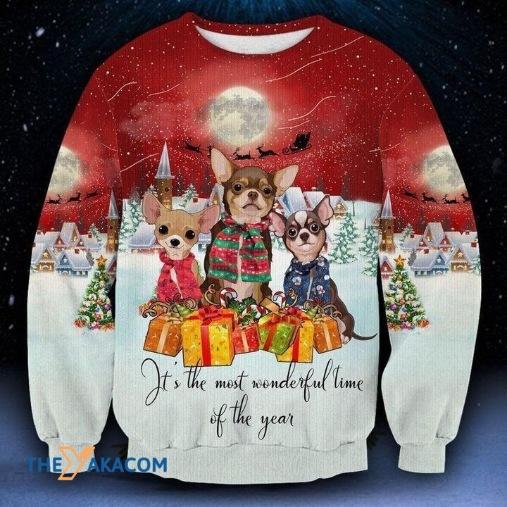 Lovely Chihuahua With Chirstmas Dog In Winter Gift For Christmas Ugly Christmas Sweater