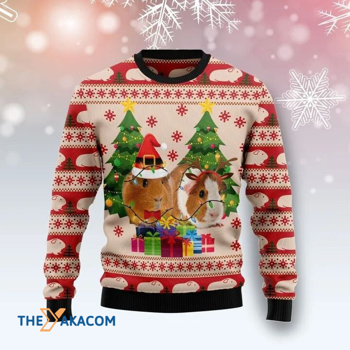 Lovely Couple Guinea Pig With Colorful Light Gift For Christmas Ugly Christmas Sweater