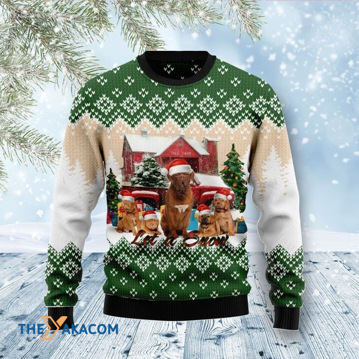 Lovely Dogue-de Bordeaux Family Let It Snow Gift For Christmas Ugly Christmas Sweater