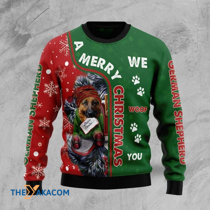 Lovely German Shepherd Keep A Letter We Woof You A Merry Christmas Gift For Christmas Ugly Christmas Sweater