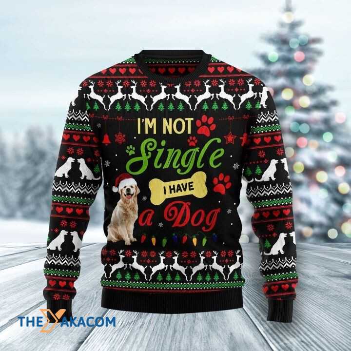 Lovely Golden Retriever Dog I'm Not Single I Have A Dog Gift For Christmas Ugly Christmas Sweater