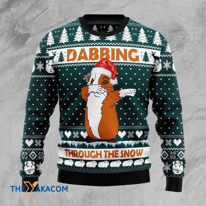 Lovely Guinea Pig Dabbing Through The Snow Gift For Christmas Ugly Christmas Sweater