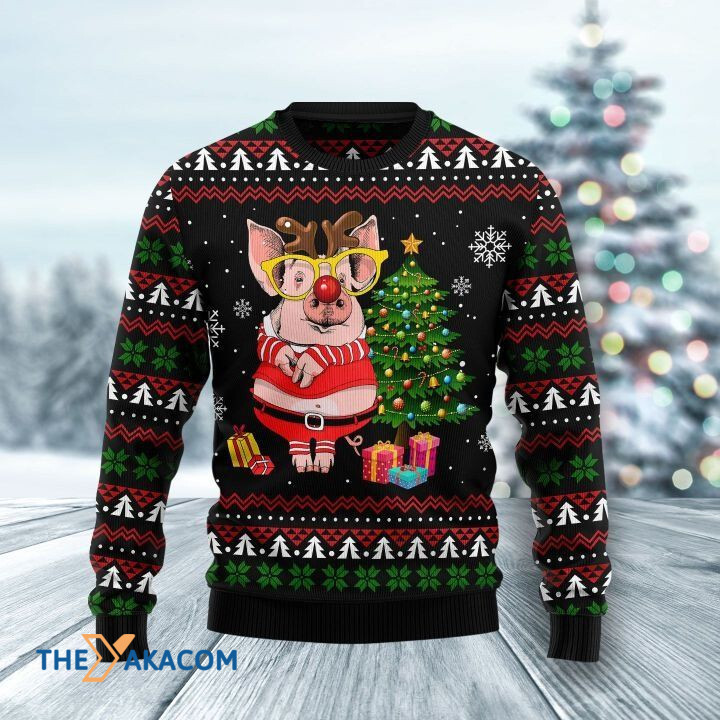 Lovely Lady Pig Wear Deerborn Dancing Gift For Christmas Ugly Christmas Sweater