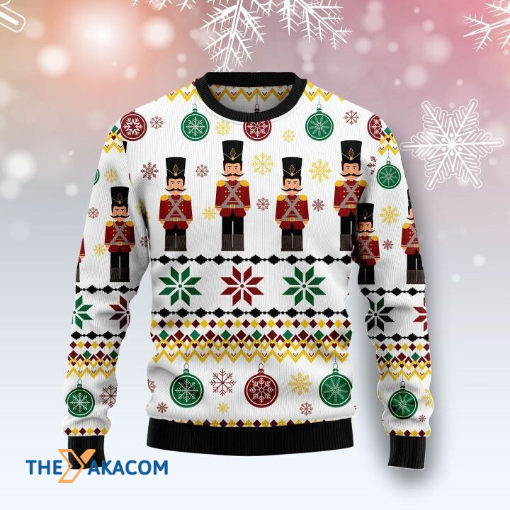 Lovely Nutcracker Group In Line With Snowflakes Gift For Christmas Ugly Christmas Sweater