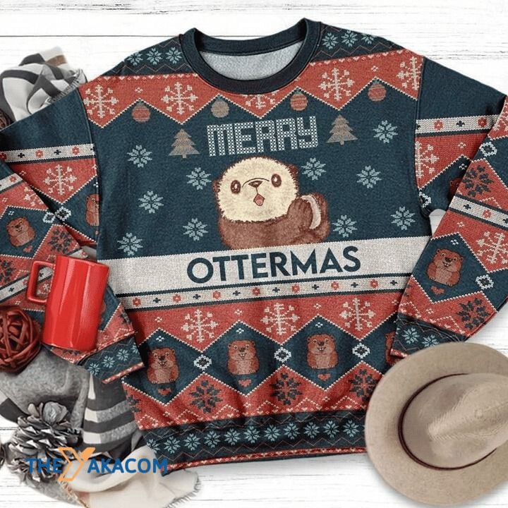 Lovely Otter Merry Ottermas Gift For Christmas Ugly Christmas Sweater