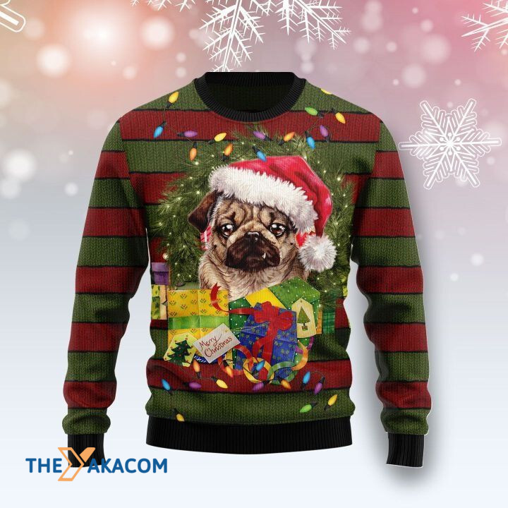 Lovely Pug Dog Crying In Christmas Presnts Gift For Christmas Ugly Christmas Sweater