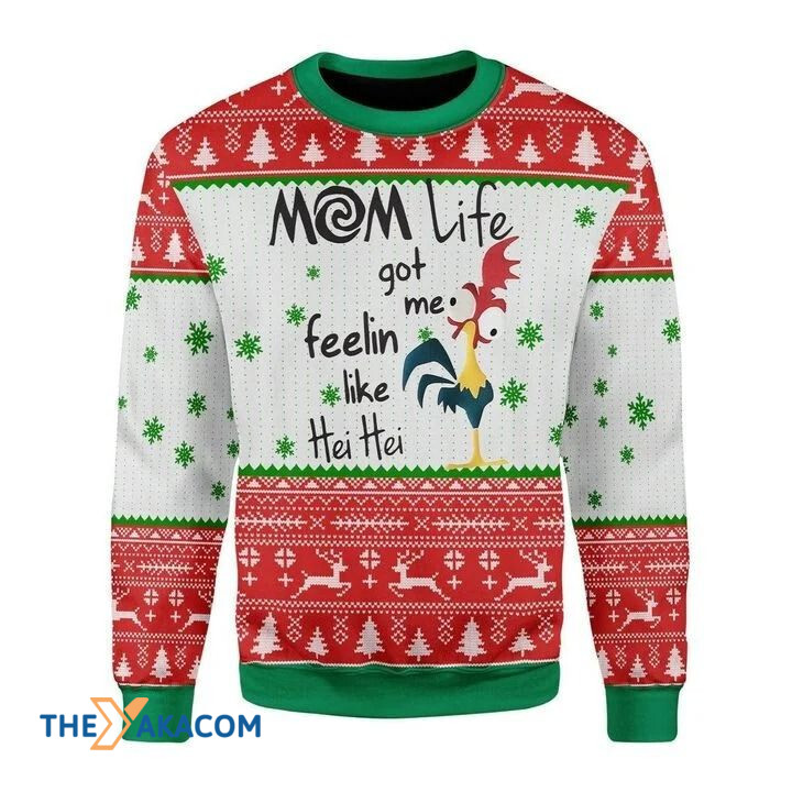 Lovely Rooster Mom Life Got Me Feelin Like Hei Hei Gift For Christmas Ugly Christmas Sweater