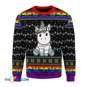 Lovely Unicorn With Deer Patterns Gift For Christmas Ugly Christmas Sweater