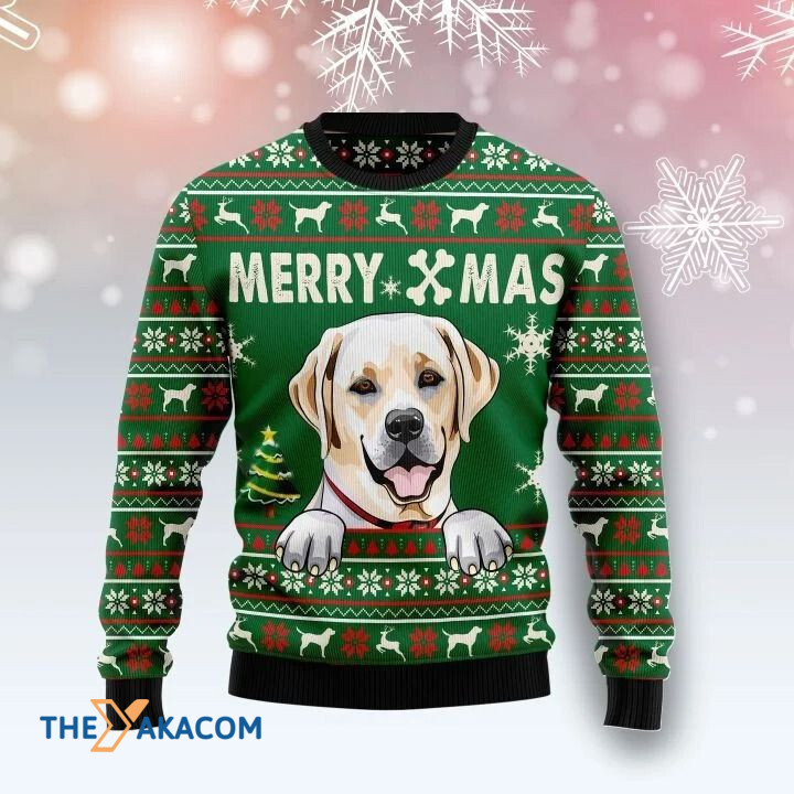 Lovely White Labrador Dog Hidden Merry Xmas Gift For Christmas Ugly Christmas Sweater