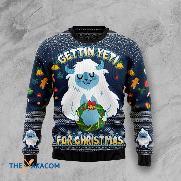 Lovely Yeti Hold Crown Gettin Yeti For Christmas Gift For Christmas Ugly Christmas Sweater