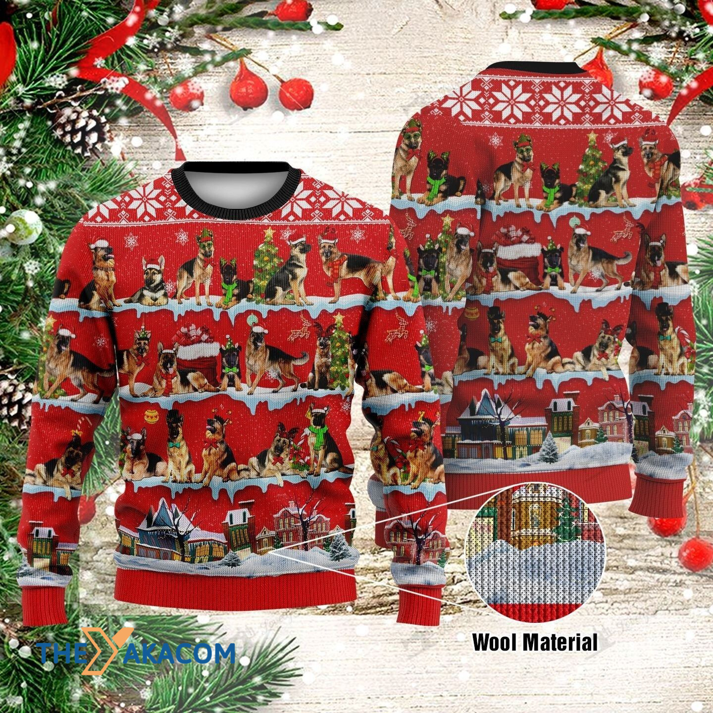 Many German Shepherd Dog Gift For Christmas Ugly Christmas Sweater