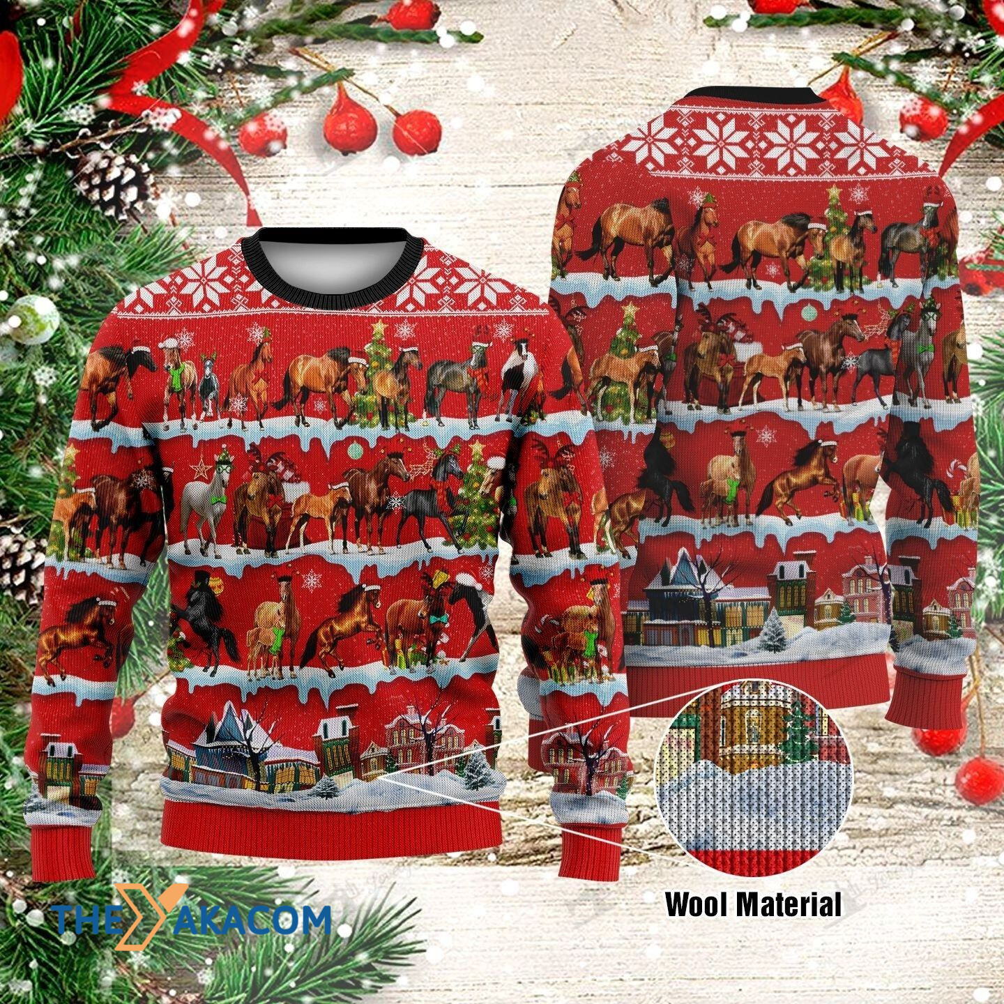 Many Horses In Xmas Day Gift For Christmas Ugly Christmas Sweater