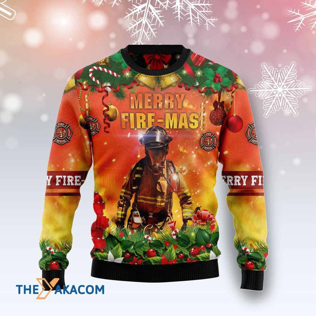 Merry Fire Mas Firefighter Awesome Gift For Christmas Ugly Christmas Sweater