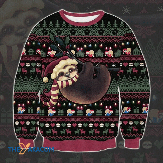 Merry Xmas Adorable Sloth Ho Ho Sloth Gift For Christmas Party Ugly Christmas Sweater