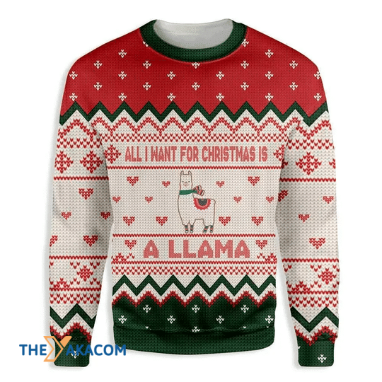 Merry Xmas All I Want For Christmas Is A Llama Gift For Christmas Party Ugly Christmas Sweater