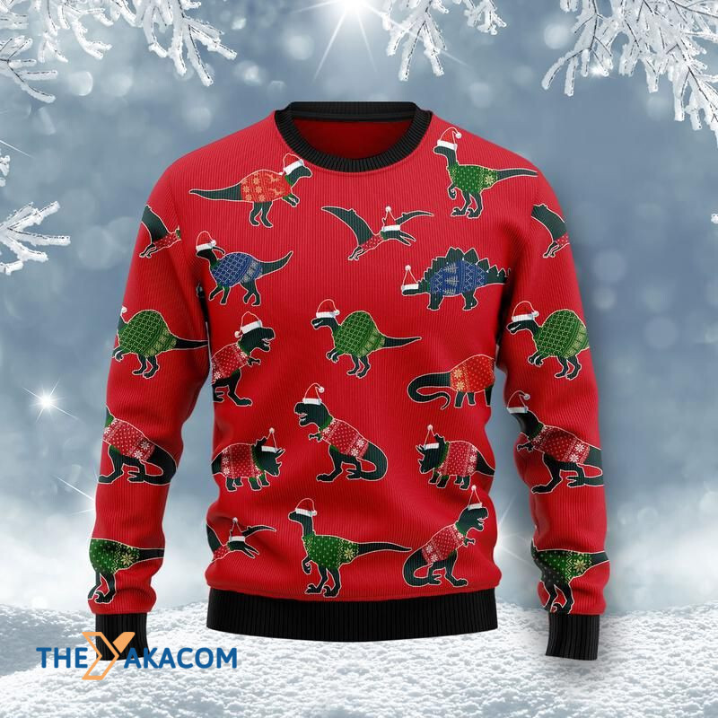 Merry Xmas Amazing Dinosaur Pattern Awesome Gift For Christmas Ugly Christmas Sweater