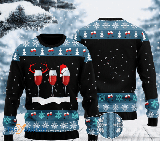 Merry Xmas Amazing Red Wine Gift For Christmas Party Ugly Christmas Sweater