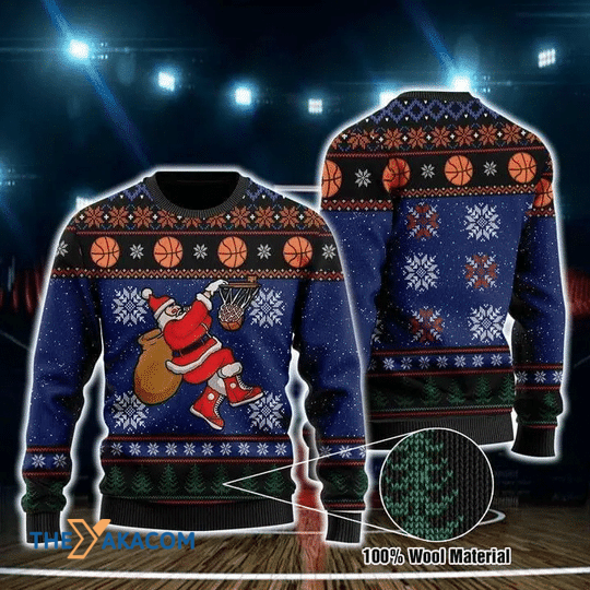 Merry Xmas Amazing Santa Clause Basketball Gift For Christmas Party Ugly Christmas Sweater