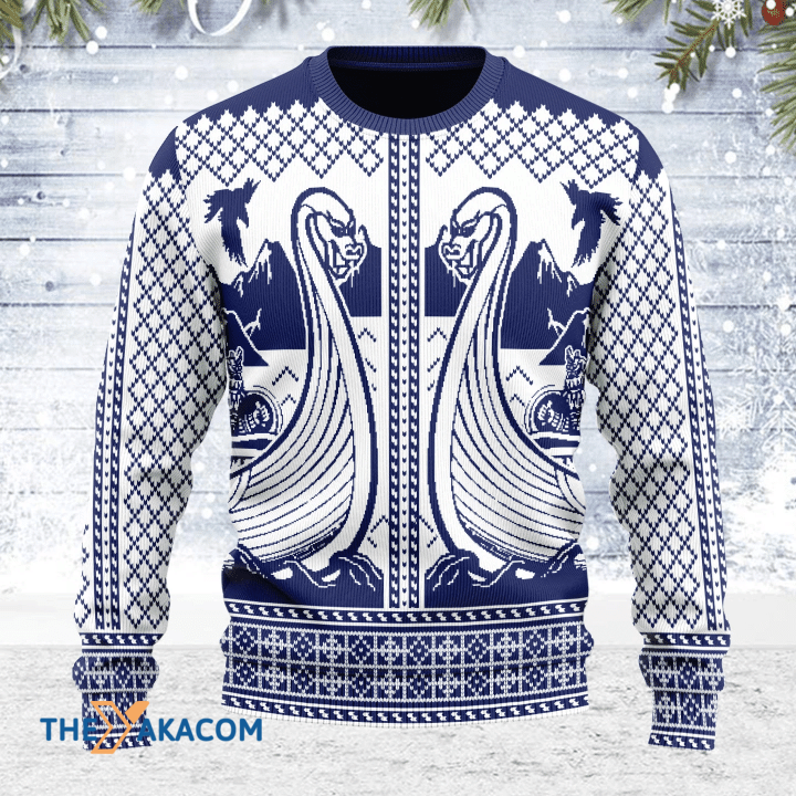 Merry Xmas Amazing Viking Boat Awesome Gift For Christmas Ugly Christmas Sweater