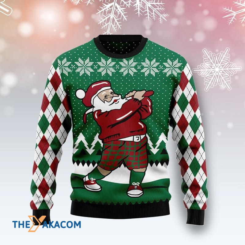 Merry Xmas And Funny Golfer Santa Awesome Gift For Christmas Ugly Christmas Sweater