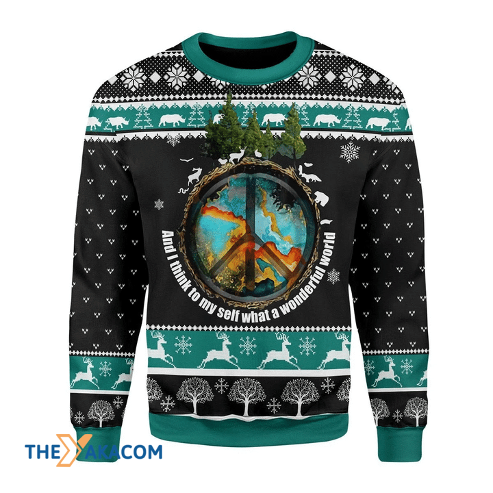 Merry Xmas And I Think To Myself What A Wonderful World Awesome Gift For Christmas Ugly Christmas Sweater