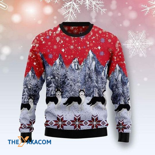 Merry Xmas And Merry Siberian Husky Snow With Awesome Pattern Ugly Christmas Sweater