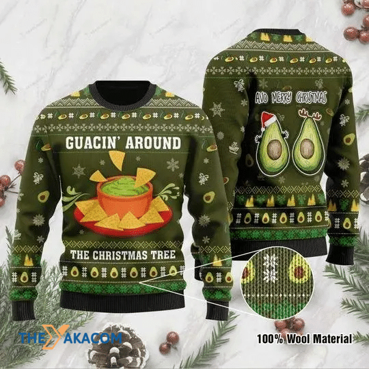 Merry Xmas Avocado Guacin Around The Christmas Tree Gift For Christmas Party Ugly Christmas Sweater