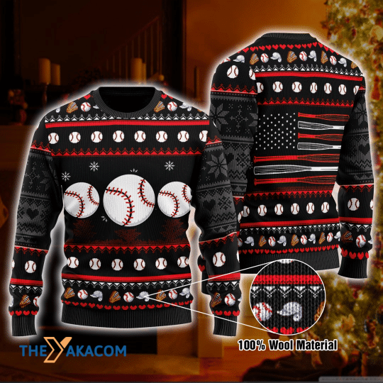 Merry Xmas Awesome Baseball Balls Gift For Christmas Party Ugly Christmas Sweater