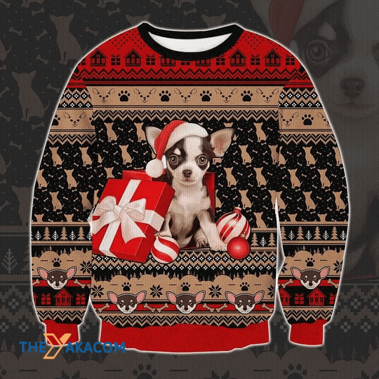 Merry Xmas Awesome Chihuahua Gift For Christmas Party Ugly Christmas Sweater