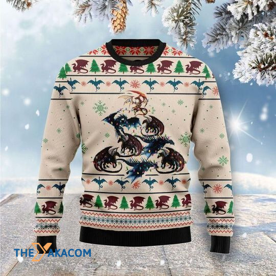 Merry Xmas Awesome Dragon Tree Gift For Christmas Party Ugly Christmas Sweater