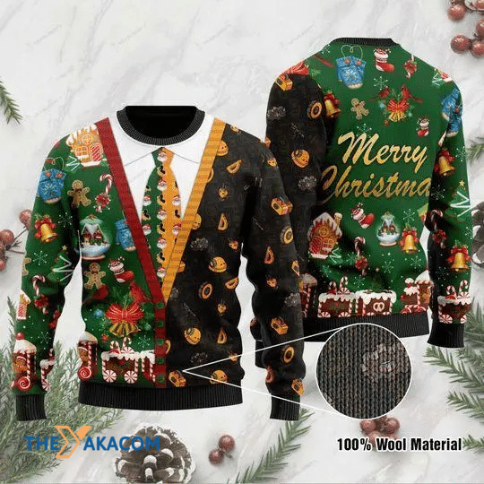 Merry Xmas Awesome Engineer Black And Green Gift For Christmas Party Ugly Christmas Sweater